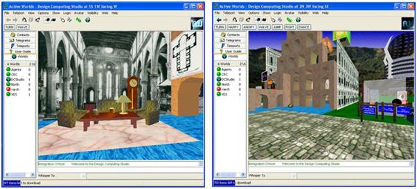 Figure 4: Examples of students’ designs developed in the collaborative virtual design studio